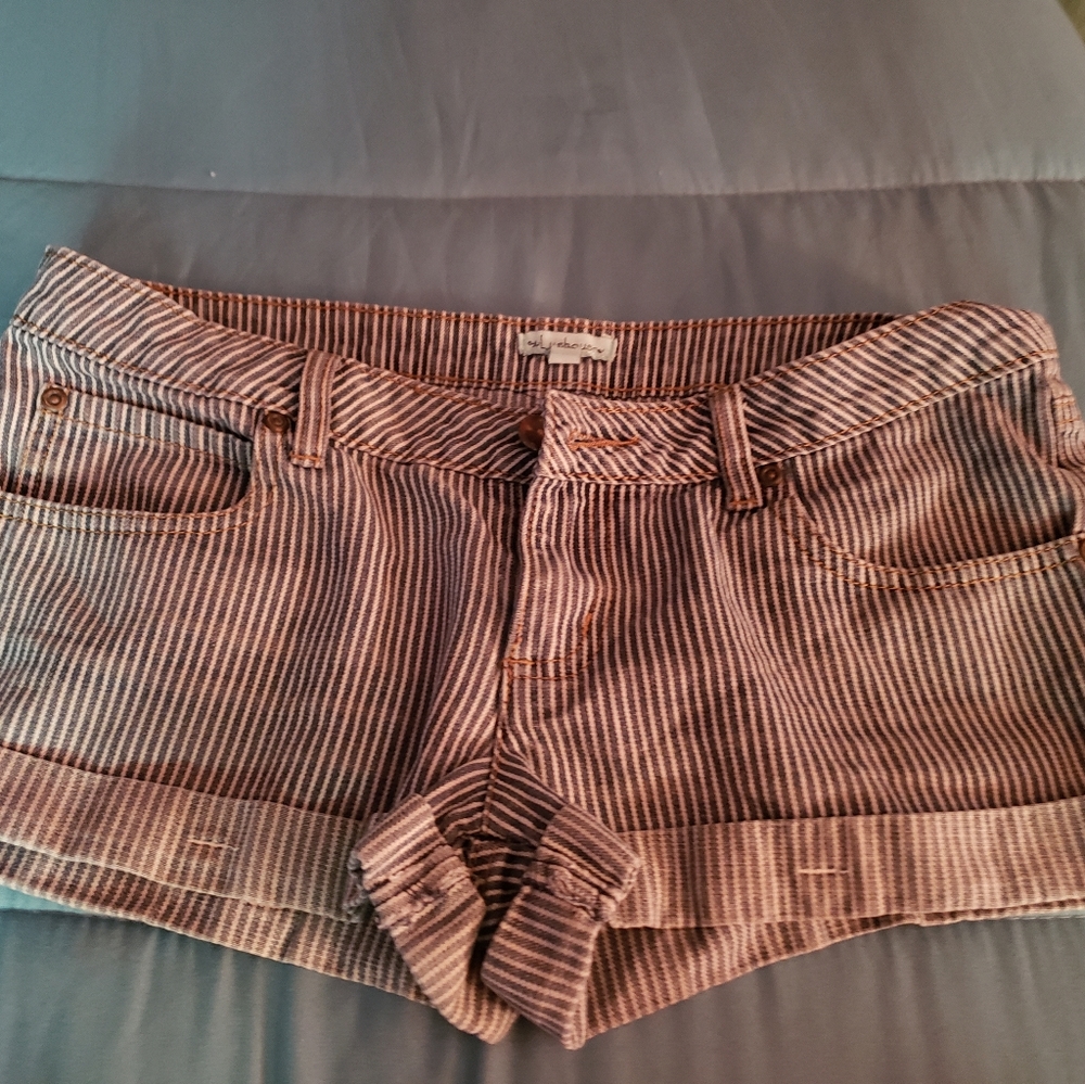 Womens denim stripe shorts